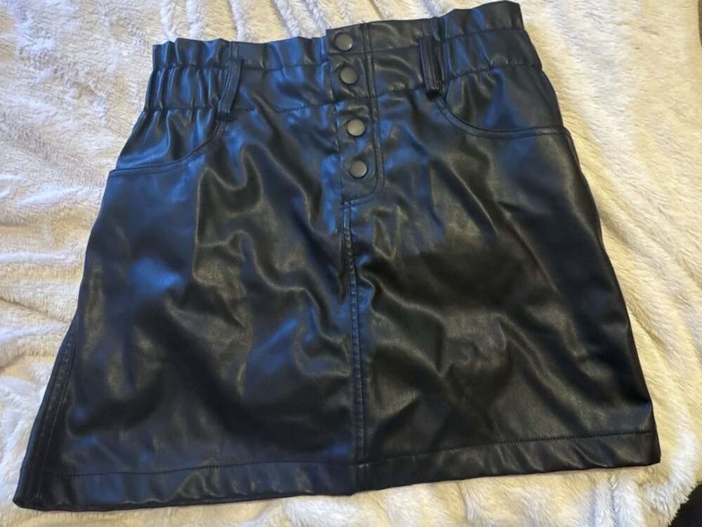 Ci Sono Faux Leather Paperbag Skirt Size M Black